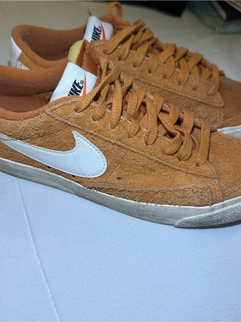 Nike Women’s Suede Low-Top Sneakers - Caramel/White